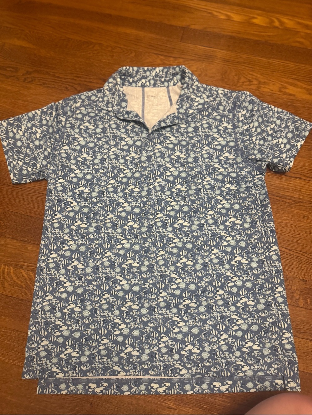 Bonobos Golf M-Flex Performance Polo Mens M Slim Fit- Blue Fish Print, Nautical
